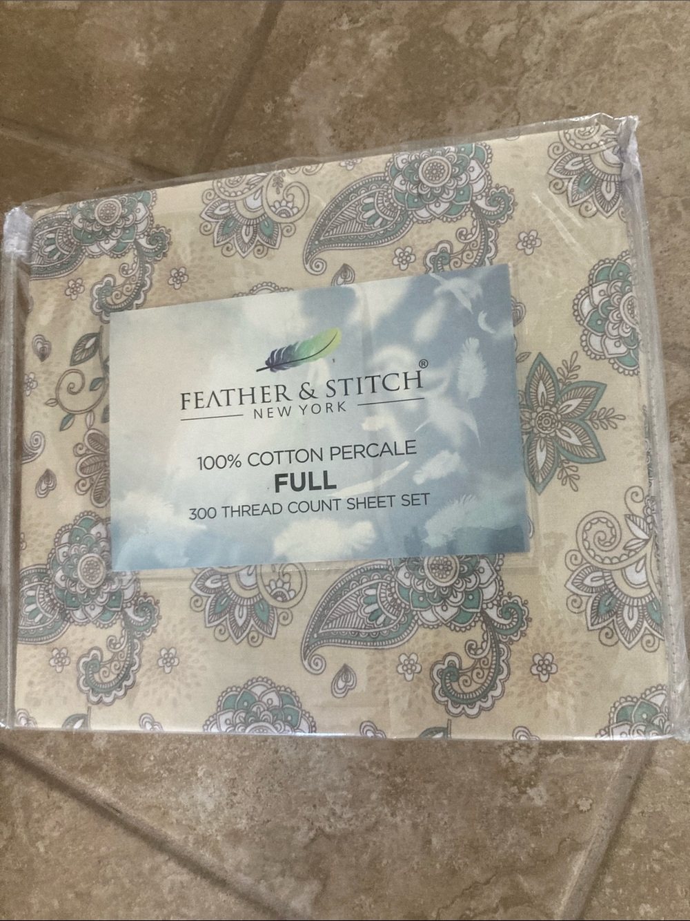 Feather & Stitch NEW YORK 100% Cotton Percale FULL 300 count sheet set